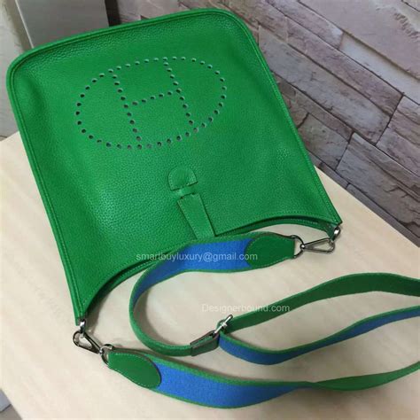 replica hermes evelyne iii bags in green color|faux hermes evelyne bag.